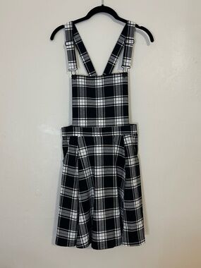 Black & White Plaid Overall Skirt by Black Friday